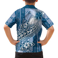 Tonga Kupesi Ngatu Family Matching Tank Maxi Dress and Hawaiian Shirt Vintage Blue Plumeria LT05 - Polynesian Pride