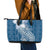 Tonga Kupesi Ngatu Leather Tote Bag Vintage Blue Plumeria