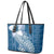 Tonga Kupesi Ngatu Leather Tote Bag Vintage Blue Plumeria