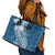 Tonga Kupesi Ngatu Leather Tote Bag Vintage Blue Plumeria
