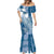 Tonga Kupesi Ngatu Mermaid Dress Vintage Blue Plumeria