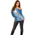 Tonga Kupesi Ngatu Off Shoulder Sweater Vintage Blue Plumeria