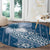 Tonga Kupesi Ngatu Round Carpet Vintage Blue Plumeria