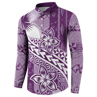 Tonga Kupesi Ngatu Button Sweatshirt Vintage Purple Plumeria