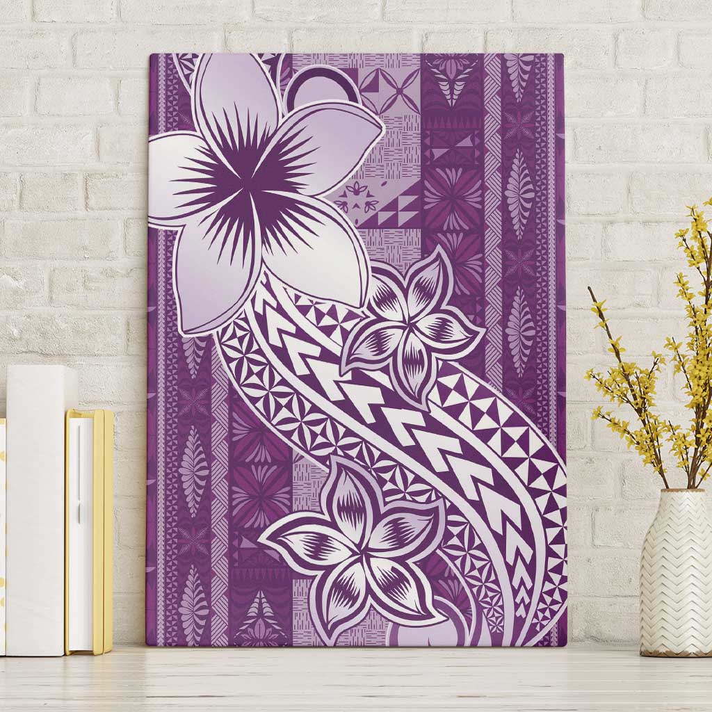 Tonga Kupesi Ngatu Canvas Wall Art Vintage Purple Plumeria