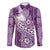 Tonga Kupesi Ngatu Family Matching Off Shoulder Maxi Dress and Hawaiian Shirt Vintage Purple Plumeria