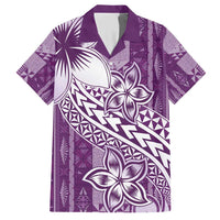 Tonga Kupesi Ngatu Family Matching Short Sleeve Bodycon Dress and Hawaiian Shirt Vintage Purple Plumeria LT05 Dad's Shirt - Short Sleeve Purple - Polynesian Pride