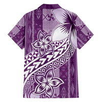 Tonga Kupesi Ngatu Family Matching Short Sleeve Bodycon Dress and Hawaiian Shirt Vintage Purple Plumeria LT05 - Polynesian Pride