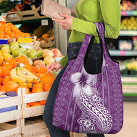 Tonga Kupesi Ngatu Grocery Bag Vintage Purple Plumeria
