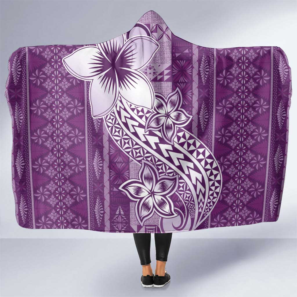 Tonga Kupesi Ngatu Hooded Blanket Vintage Purple Plumeria
