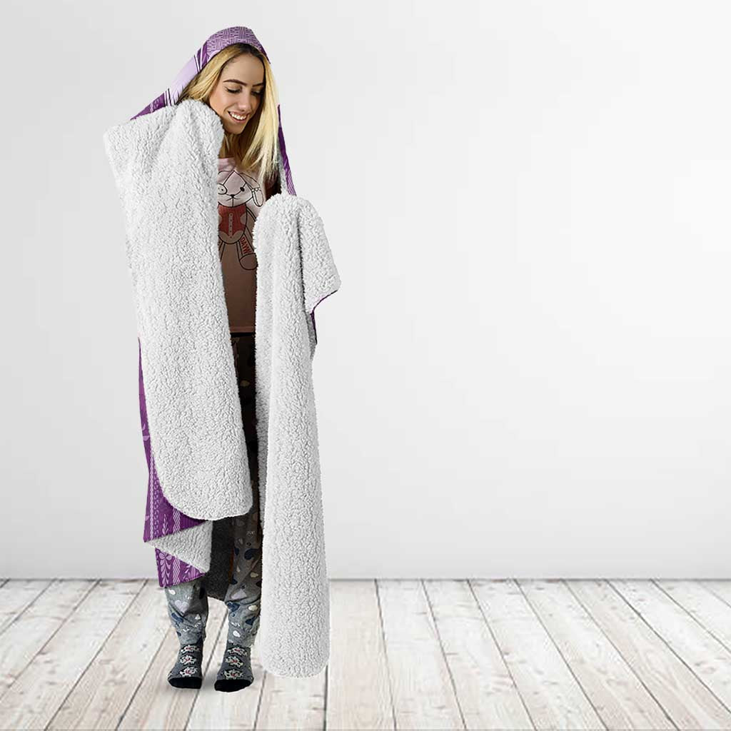 Tonga Kupesi Ngatu Hooded Blanket Vintage Purple Plumeria