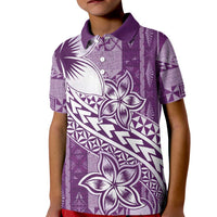 Tonga Kupesi Ngatu Kid Polo Shirt Vintage Purple Plumeria