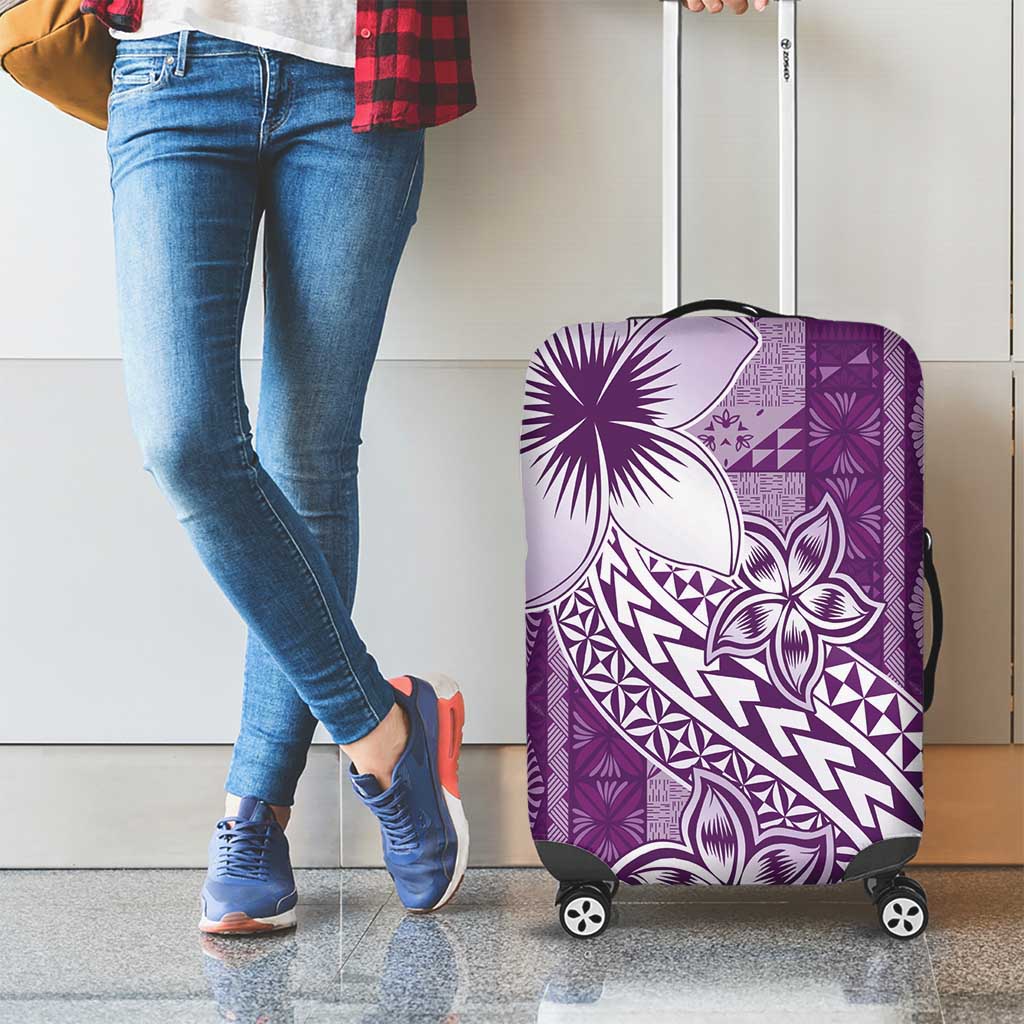 Tonga Kupesi Ngatu Luggage Cover Vintage Purple Plumeria