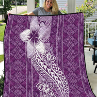 Tonga Kupesi Ngatu Quilt Vintage Purple Plumeria