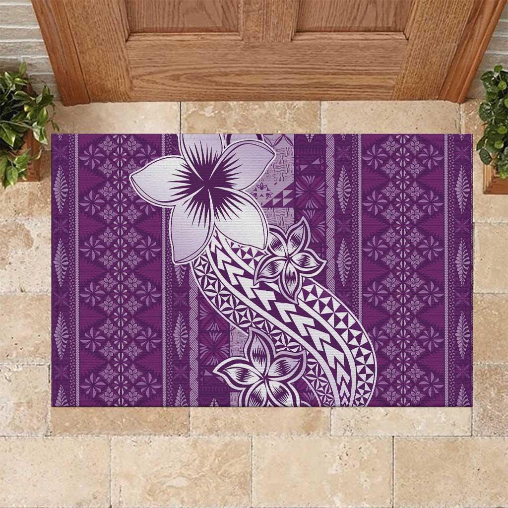 Tonga Kupesi Ngatu Rubber Doormat Vintage Purple Plumeria