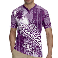 Tonga Kupesi Ngatu Rugby Jersey Vintage Purple Plumeria