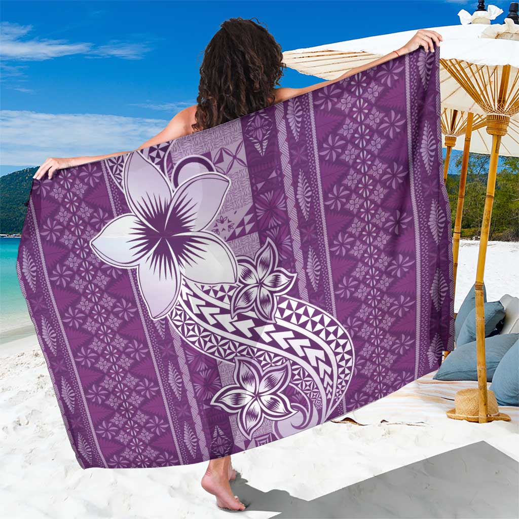 Tonga Kupesi Ngatu Sarong Vintage Purple Plumeria