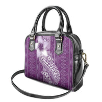 Tonga Kupesi Ngatu Shoulder Handbag Vintage Purple Plumeria