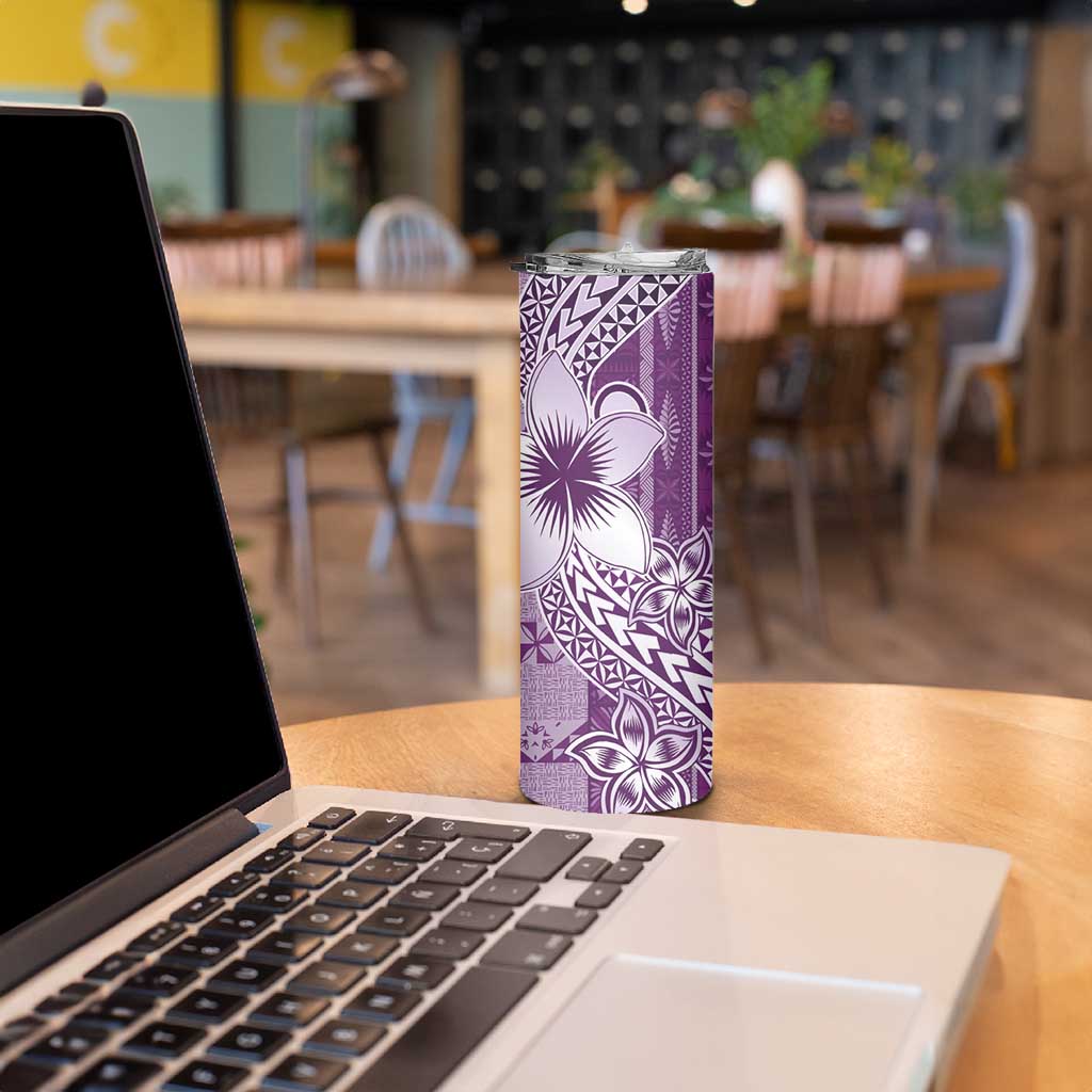 Tonga Kupesi Ngatu Skinny Tumbler Vintage Purple Plumeria