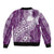 Tonga Kupesi Ngatu Sleeve Zip Bomber Jacket Vintage Purple Plumeria