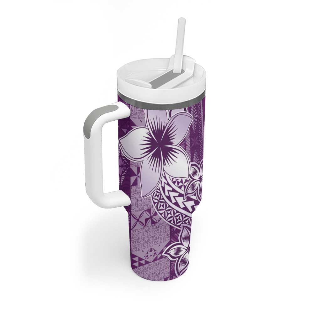 Tonga Kupesi Ngatu Tumbler With Handle Vintage Purple Plumeria