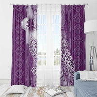 Tonga Kupesi Ngatu Window Curtain Vintage Purple Plumeria
