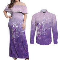 Lupus Awareness Month Couples Matching Off Shoulder Maxi Dress and Long Sleeve Button Shirt Polynesian Style