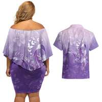 Lupus Awareness Month Couples Matching Off Shoulder Short Dress and Hawaiian Shirt Polynesian Style