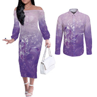 Lupus Awareness Month Couples Matching Off The Shoulder Long Sleeve Dress and Long Sleeve Button Shirt Polynesian Style