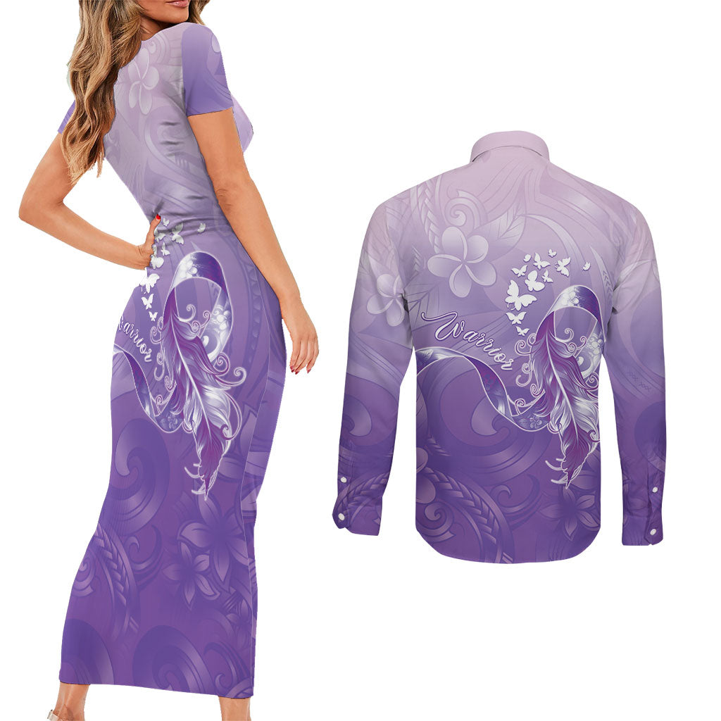 Lupus Awareness Month Couples Matching Short Sleeve Bodycon Dress and Long Sleeve Button Shirt Polynesian Style