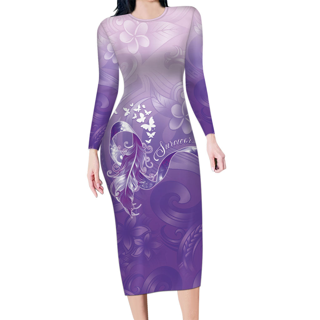 Lupus Awareness Month Family Matching Long Sleeve Bodycon Dress and Hawaiian Shirt Polynesian Style LT05 Mom's Dress Lilac - Polynesian Pride