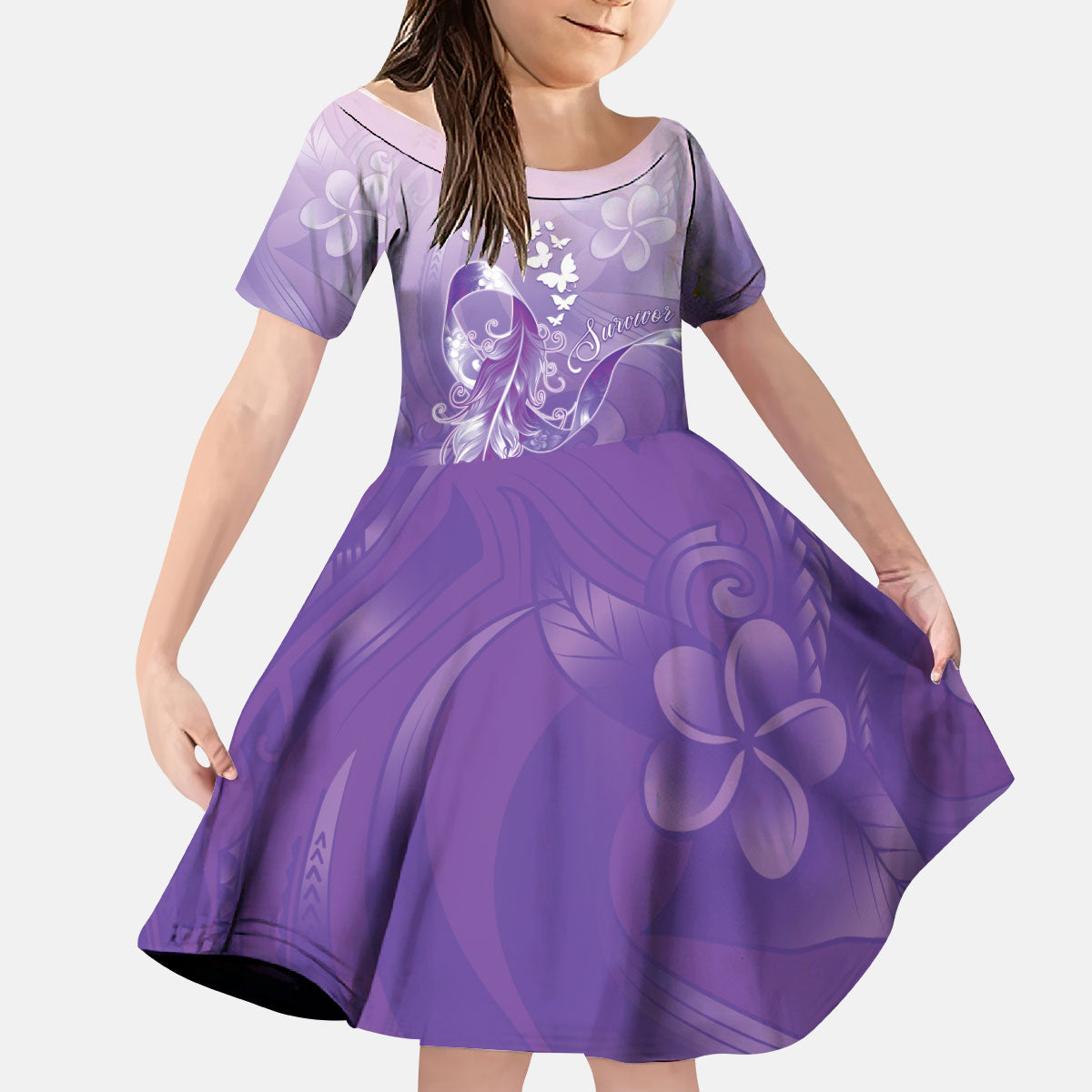 Lupus Awareness Month Kid Short Sleeve Dress Polynesian Style