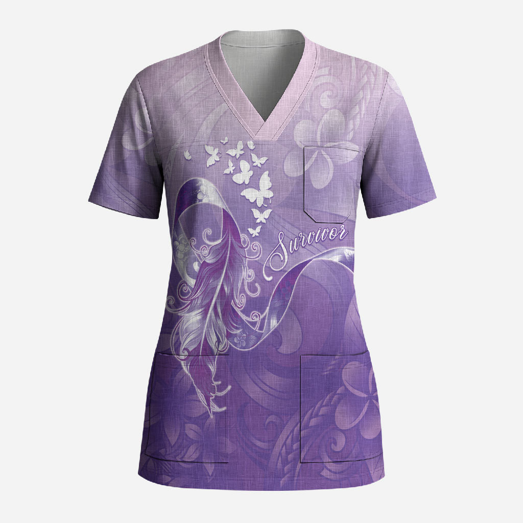Lupus Awareness Month Scrub Top Polynesian Style