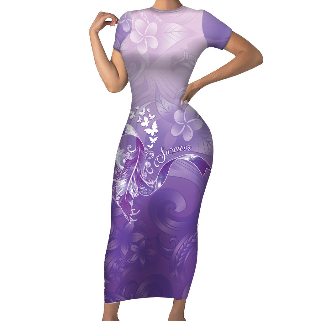 Lupus Awareness Month Short Sleeve Bodycon Dress Polynesian Style