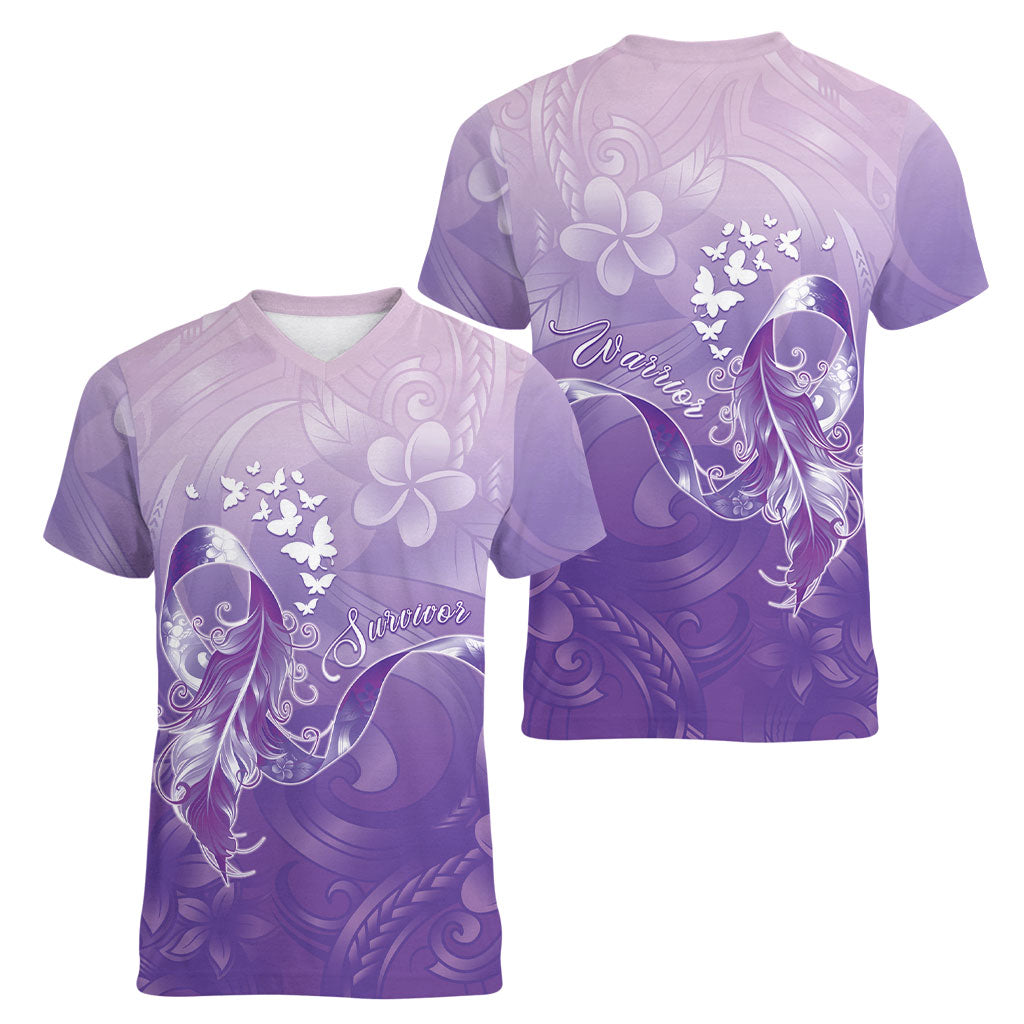 Lupus Awareness Month Women V-Neck T-Shirt Polynesian Style