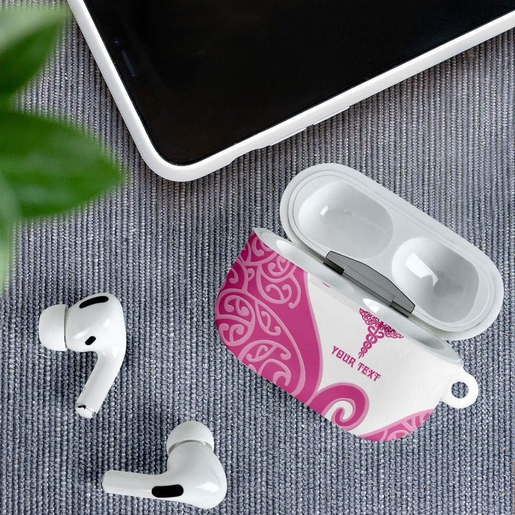 Personalised New Zealand Nurse AirPods Case Maori Koru Pink Version