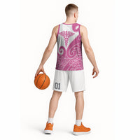 Personalised New Zealand Nurse Basketball Jersey Maori Koru Pink Version