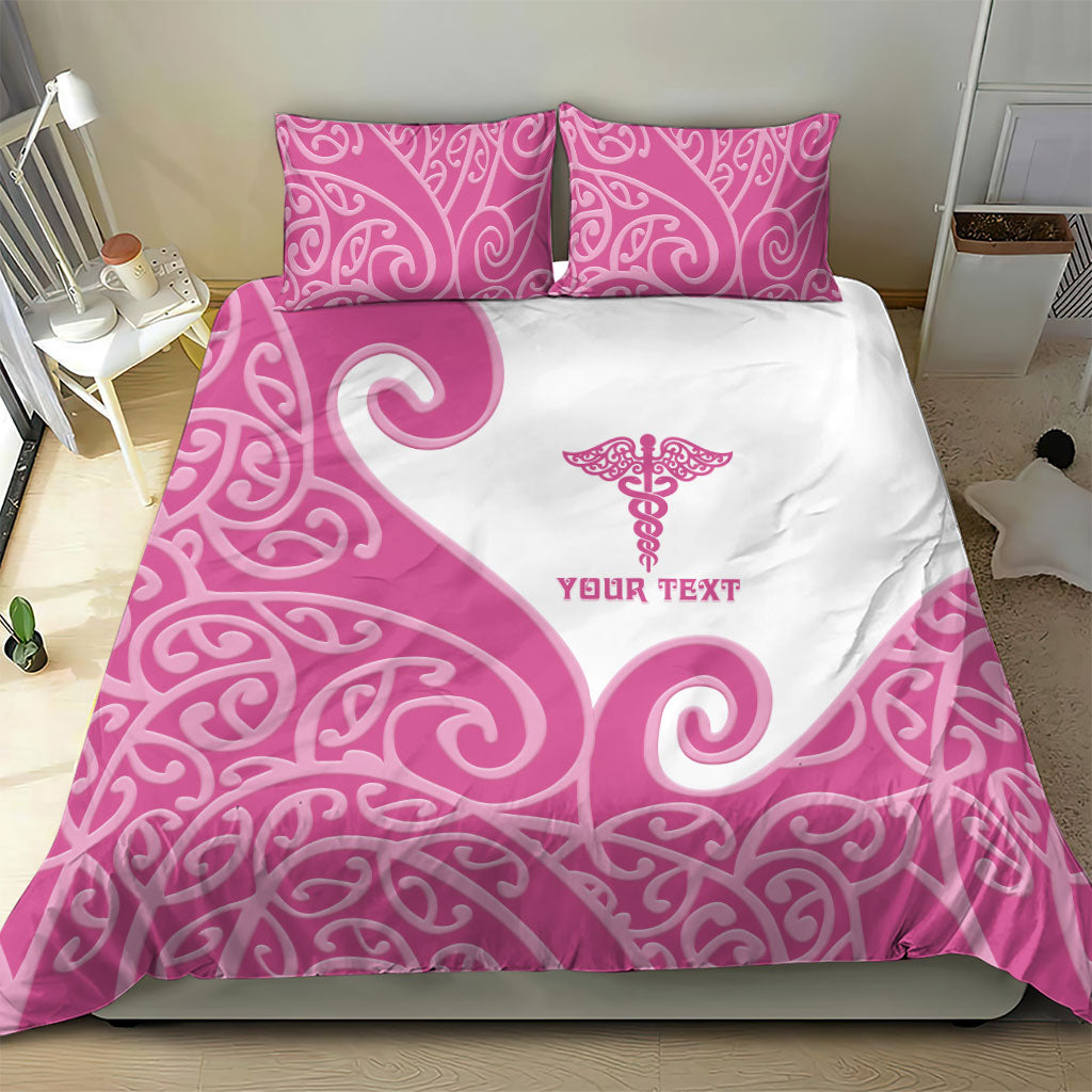 Personalised New Zealand Nurse Bedding Set Maori Koru Pink Version