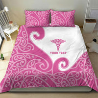 Personalised New Zealand Nurse Bedding Set Maori Koru Pink Version