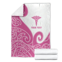 Personalised New Zealand Nurse Blanket Maori Koru Pink Version