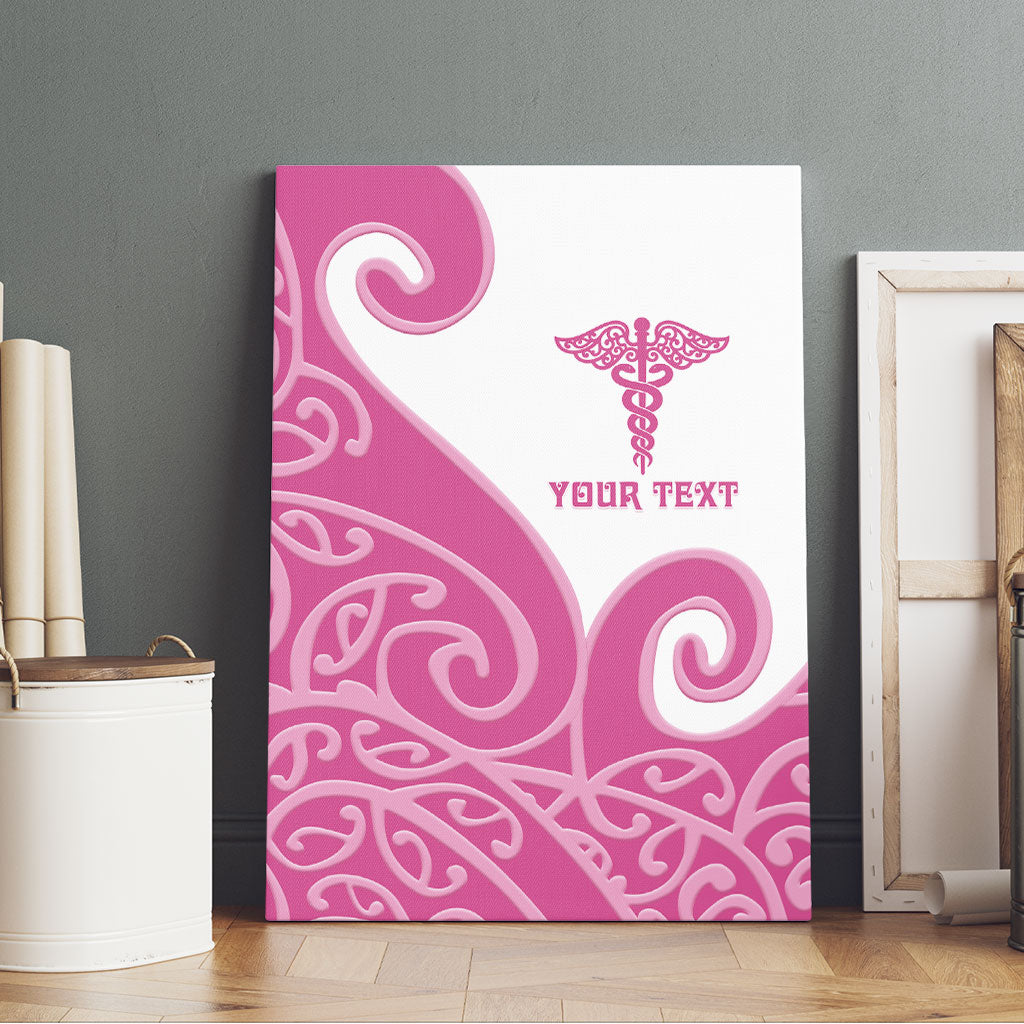 Personalised New Zealand Nurse Canvas Wall Art Maori Koru Pink Version LT05 - Polynesian Pride