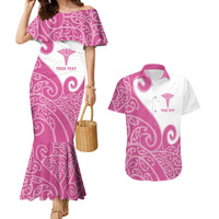 Personalised New Zealand Nurse Couples Matching Mermaid Dress and Hawaiian Shirt Maori Koru Pink Version LT05 Pink - Polynesian Pride