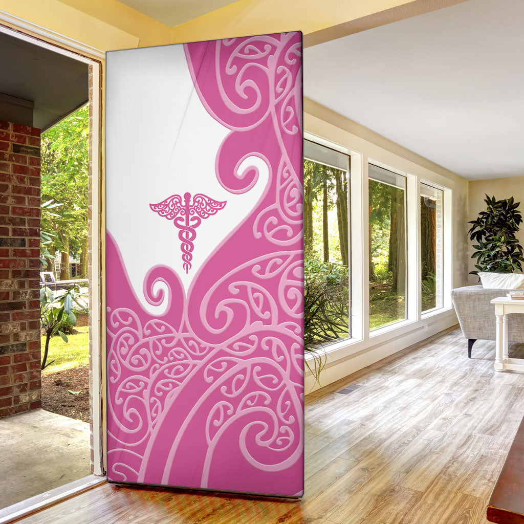 New Zealand Nurse Door Cover Maori Koru Pink Version