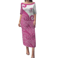 Personalised New Zealand Nurse Family Matching Puletasi and Hawaiian Shirt Maori Koru Pink Version LT05 Mom's Dress Pink - Polynesian Pride