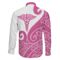 Personalised New Zealand Nurse Family Matching Tank Maxi Dress and Hawaiian Shirt Maori Koru Pink Version LT05 - Polynesian Pride
