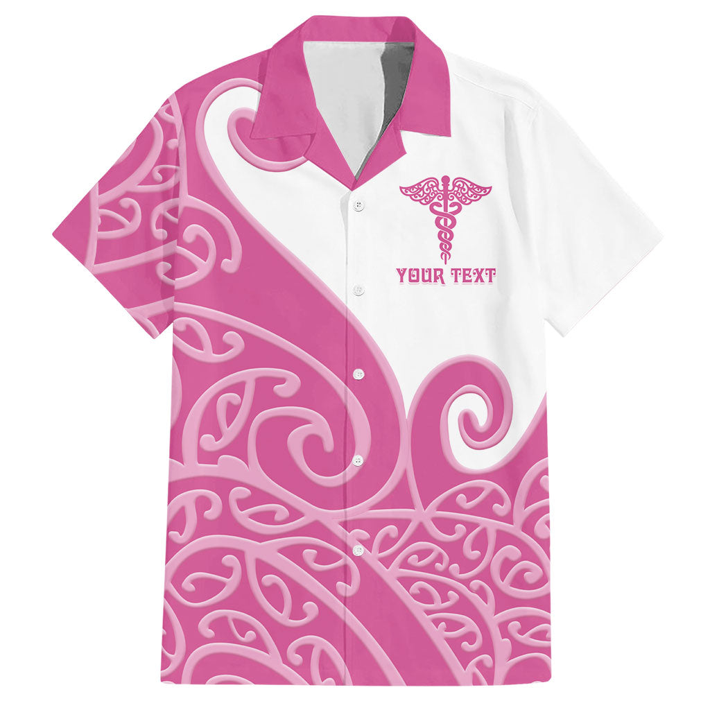Personalised New Zealand Nurse Hawaiian Shirt Maori Koru Pink Version