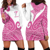 Personalised New Zealand Nurse Hoodie Dress Maori Koru Pink Version