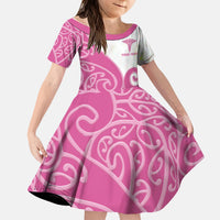 Personalised New Zealand Nurse Kid Short Sleeve Dress Maori Koru Pink Version