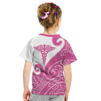 Personalised New Zealand Nurse Kid T Shirt Maori Koru Pink Version