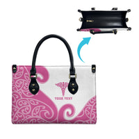 Personalised New Zealand Nurse Leather Bag Maori Koru Pink Version
